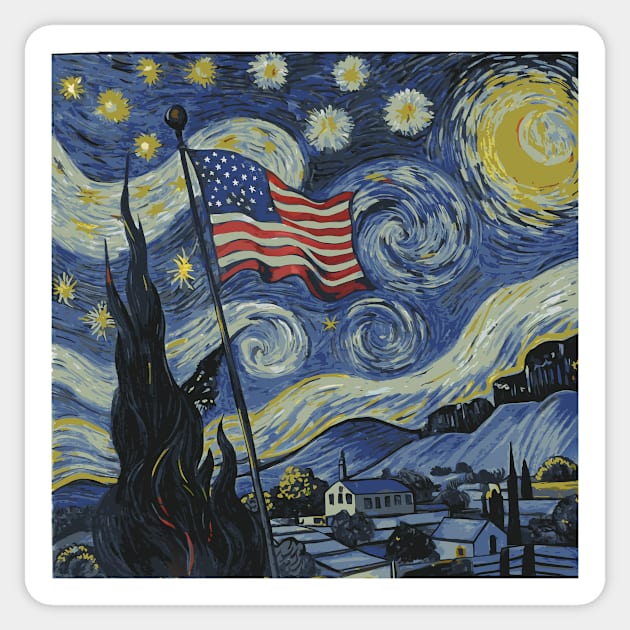 Starry Night 4th Of July Sticker by The WYLD Tribe